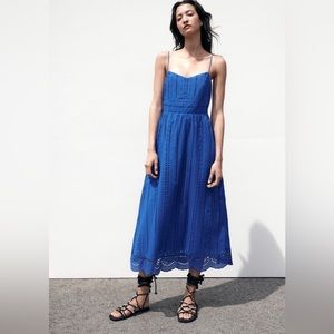 Zara NWT Navy Midi Dress